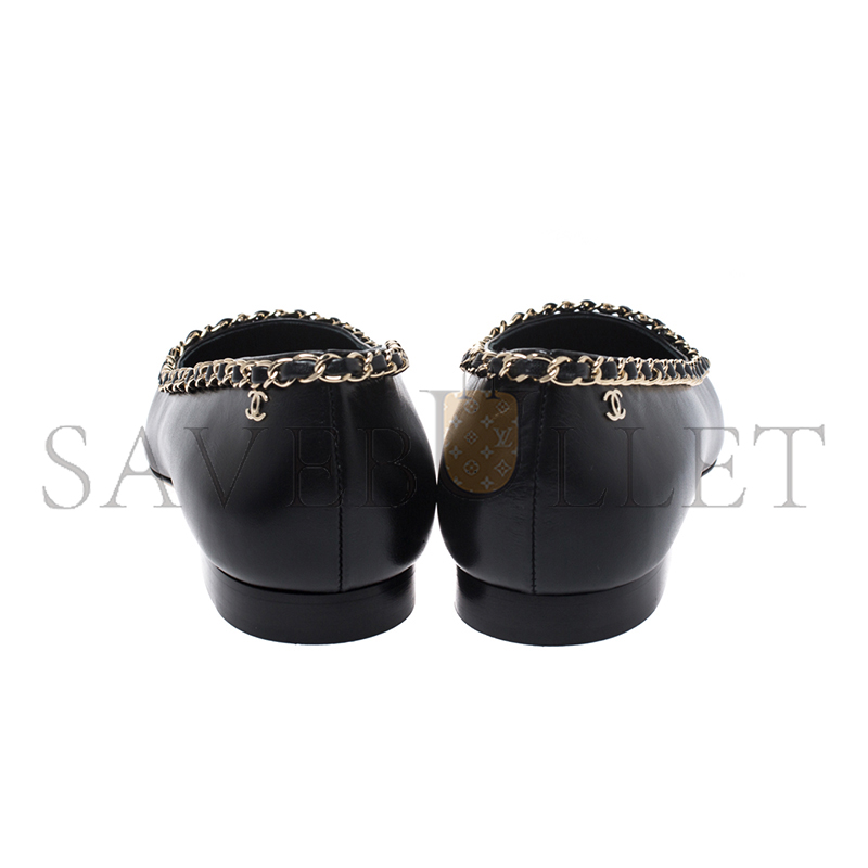 Ch**el fabric grosgrain chain cap toe flats 272269